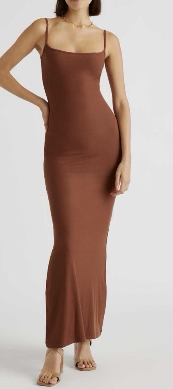 Garage dress Sleek Scoop Cami Maxi babydoll Y2K Dress Brown Medium A010654